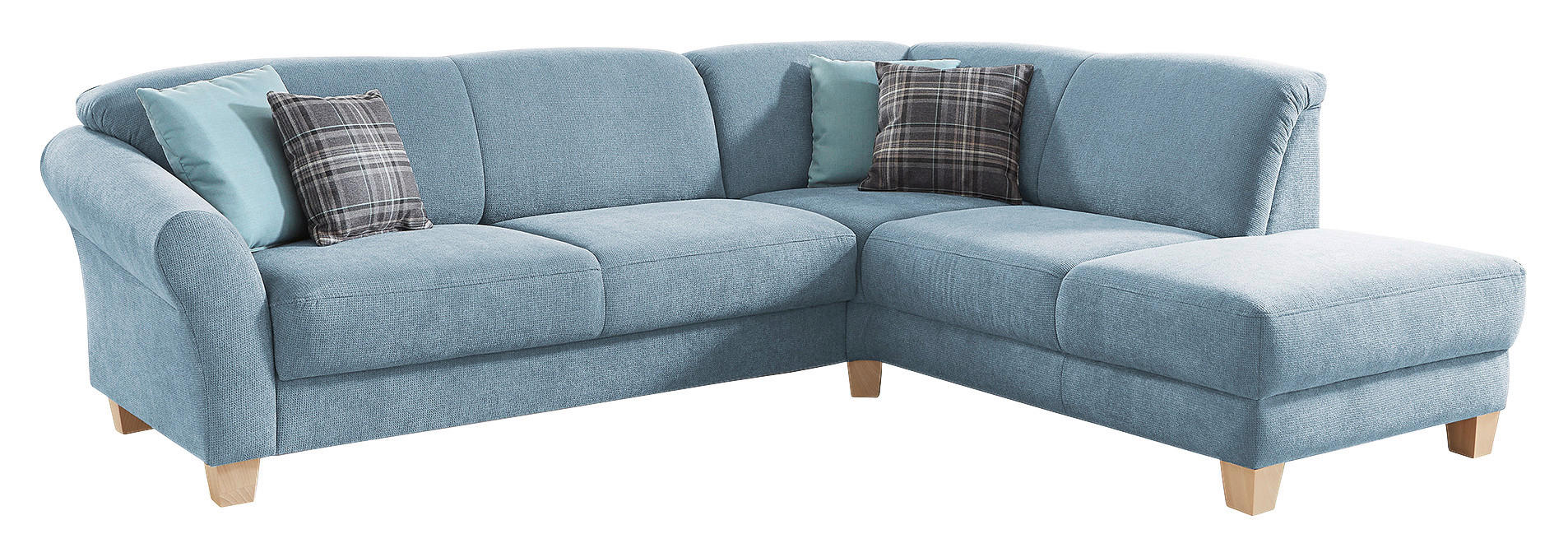 ECKSOFA in Flachgewebe Hellblau  - Naturfarben/Hellblau, Konventionell, Holz/Textil (257/212cm) - Sit & More