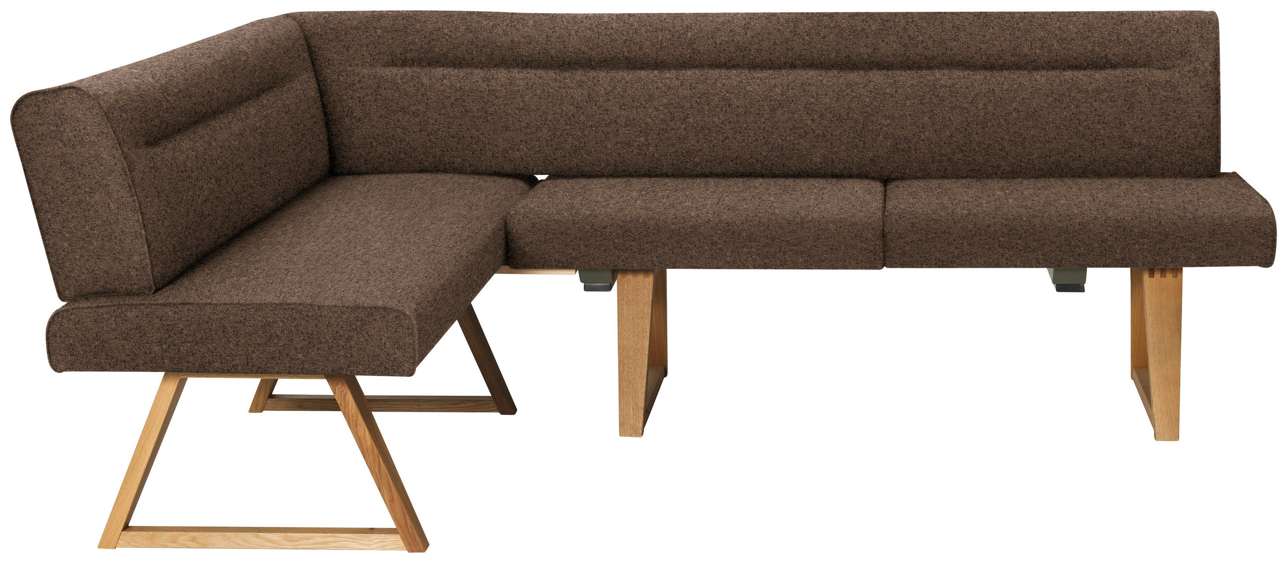 ECKBANK 170/230 cm Samt Eichefarben, Dunkelbraun Wildeiche massiv - Eichefarben/Dunkelbraun, KONVENTIONELL, Holz/Textil (170/230cm) - Moderano