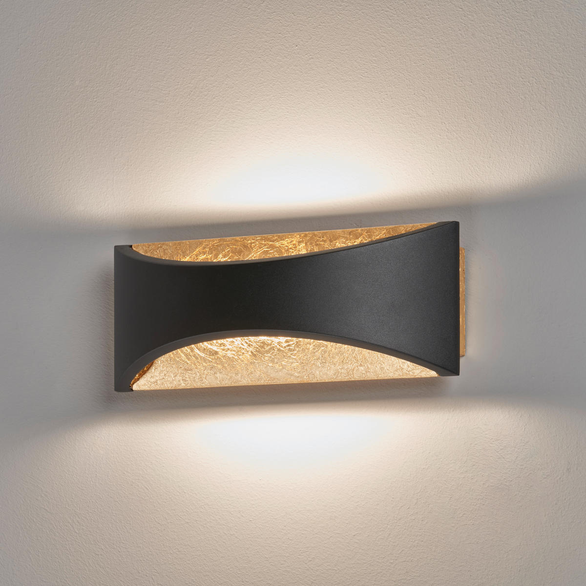 ZIDNA LED LAMPA - zlatna/crna, Dizajnerski, metal (9/22.5/7.7cm)