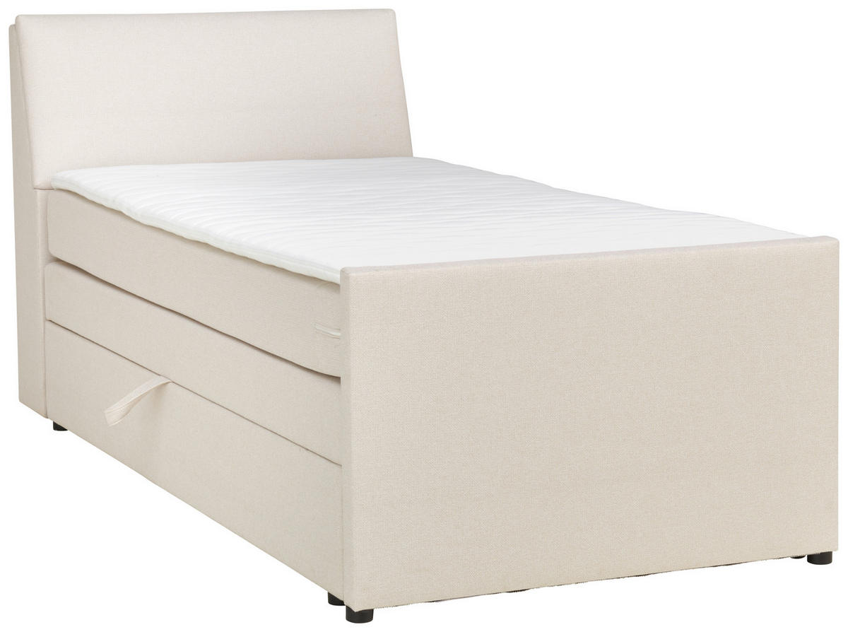 BOXSPRINGBETT 100/200 cm  in Creme  - Creme/Schwarz, Modern, Holz/Textil (100/200cm) - MID.YOU