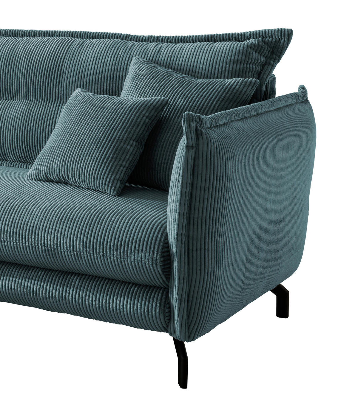 ECKSOFA in Cord Petrol  - Petrol/Schwarz, Modern, Textil/Metall (180/255cm) - Livetastic