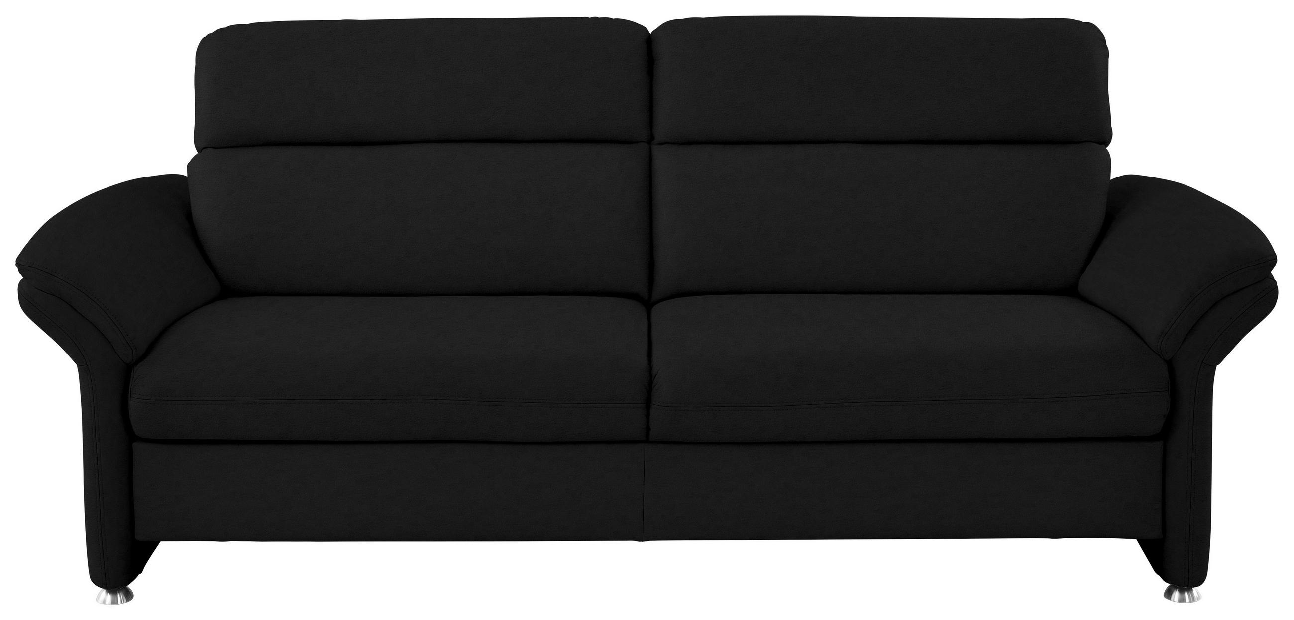 3-SITZER-SOFA in Echtleder Schwarz  - Alufarben/Schwarz, Konventionell, Leder/Metall (228/96/92cm) - Beldomo Premium