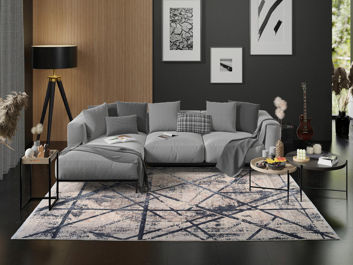 WEBTEPPICH 80/150 cm Arizona Grau, Dunkelblau  - Dunkelblau/Grau, Design, Textil (80/150cm) - Musterring