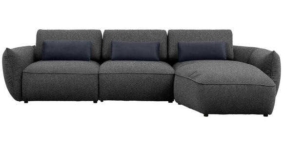 ECKSOFA  in Chenille Anthrazit  340/190 cm  - Anthrazit/Schwarz, Design, Kunststoff/Textil (340/190cm) - Belluti