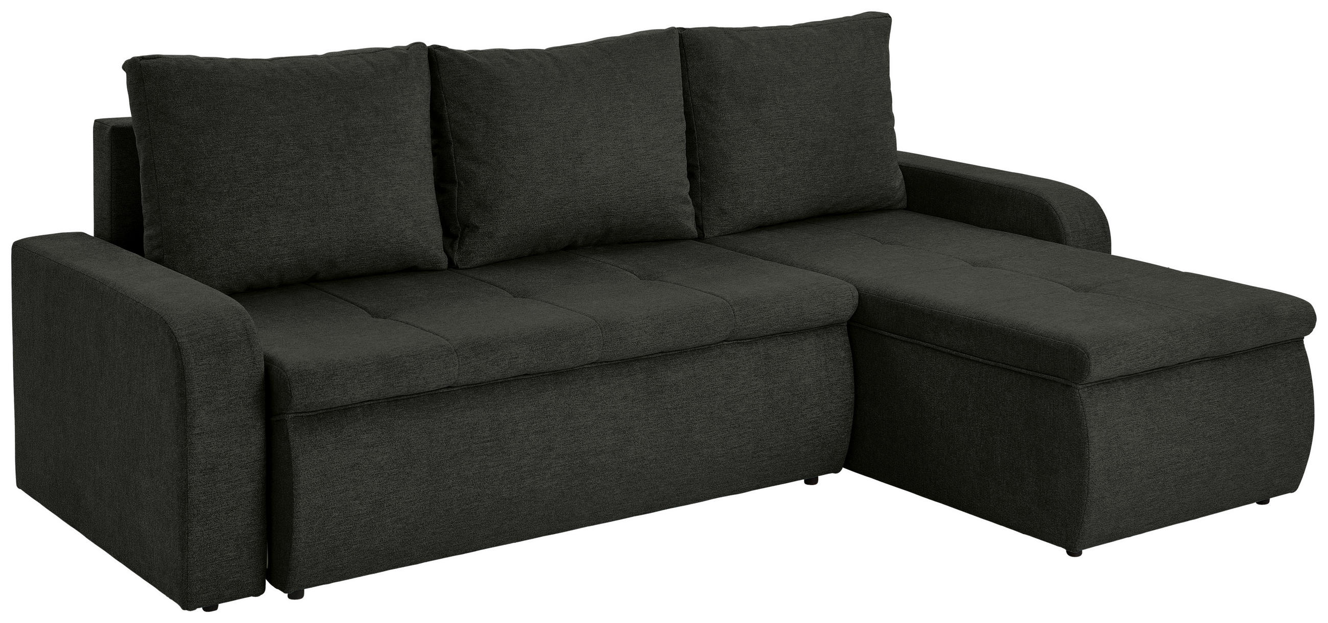 ECKSOFA in Webstoff Schwarz  235/158 cm  - Schwarz, KONVENTIONELL, Kunststoff/Textil (235/158cm) - P & B
