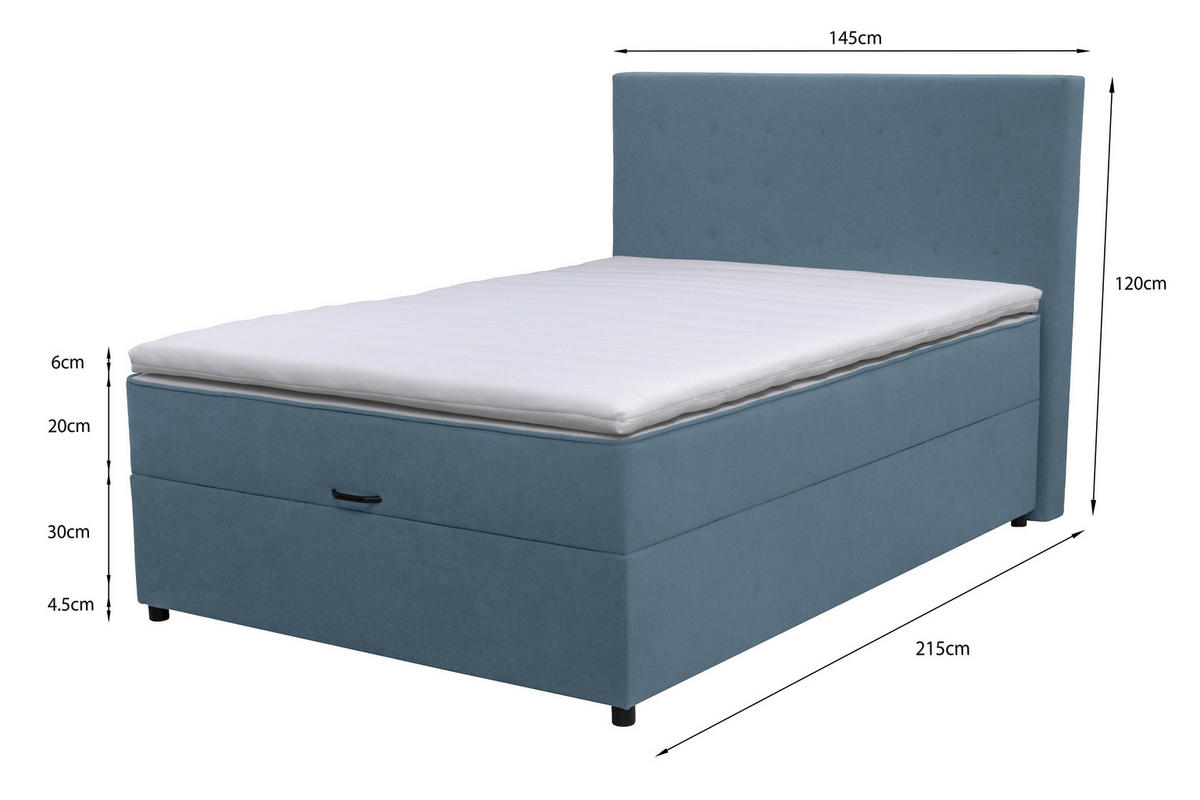 BOXBETT 100/200 cm  in Blau  - Blau/Schwarz, Konventionell, Kunststoff/Textil (100/200cm) - Moderano