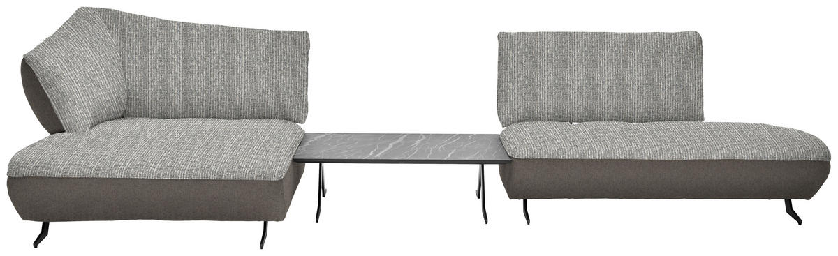 ECKSOFA in Webstoff, Struktur Blau, Sandfarben  - Sandfarben/Blau, Design, Textil/Metall (172/265cm) - Joop!