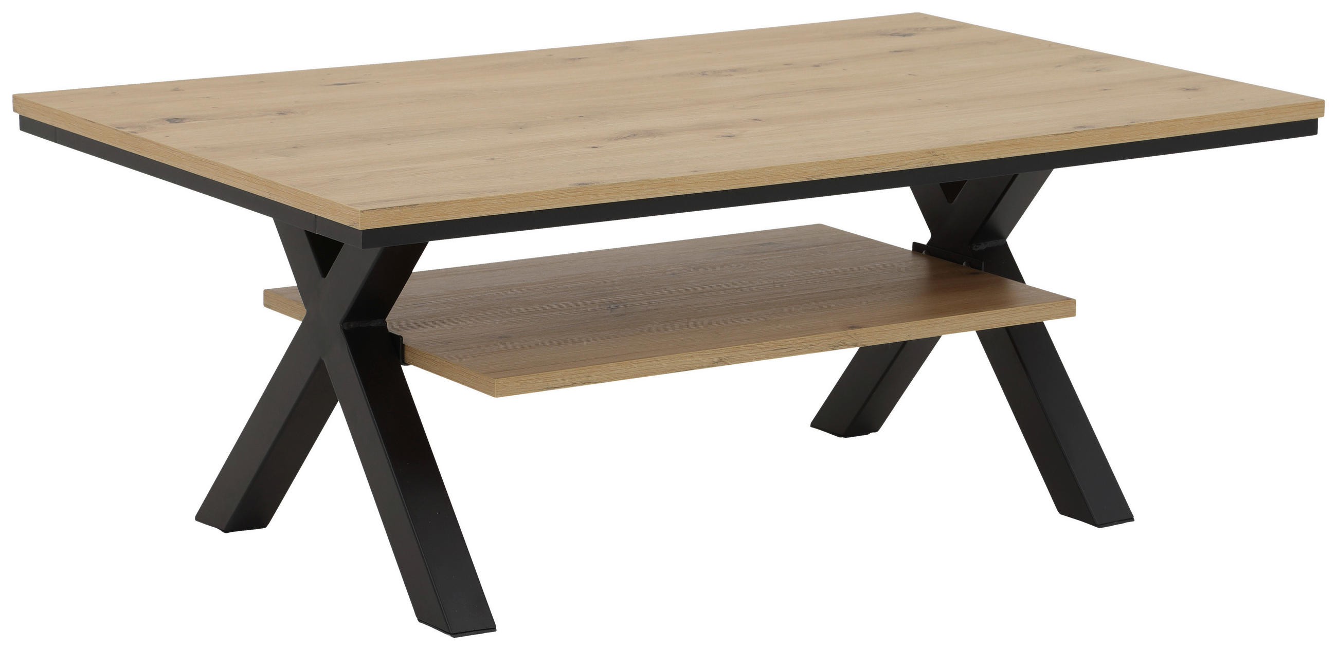 COUCHTISCH 110/67/43 cm rechteckig Schwarz, Eiche Artisan  - Schwarz/Eiche Artisan, KONVENTIONELL, Holzwerkstoff/Metall (110/67/43cm) - Boxxx