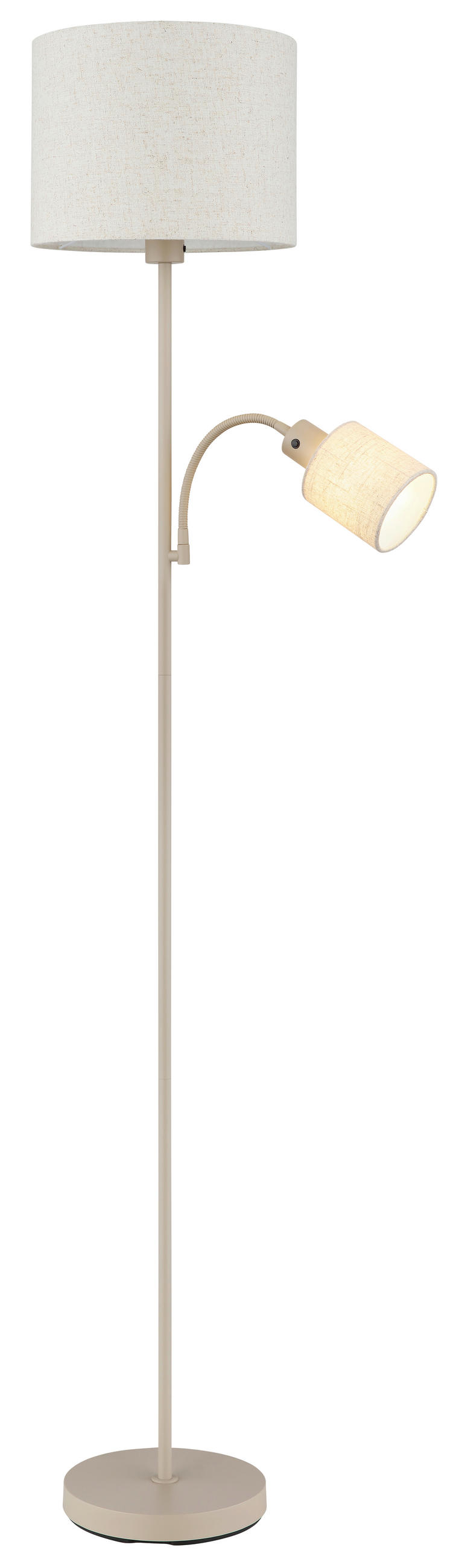 STEHLEUCHTE Genaro 30/165 cm  - Sandfarben/Beige, Design, Kunststoff/Textil (30/165cm) - Globo