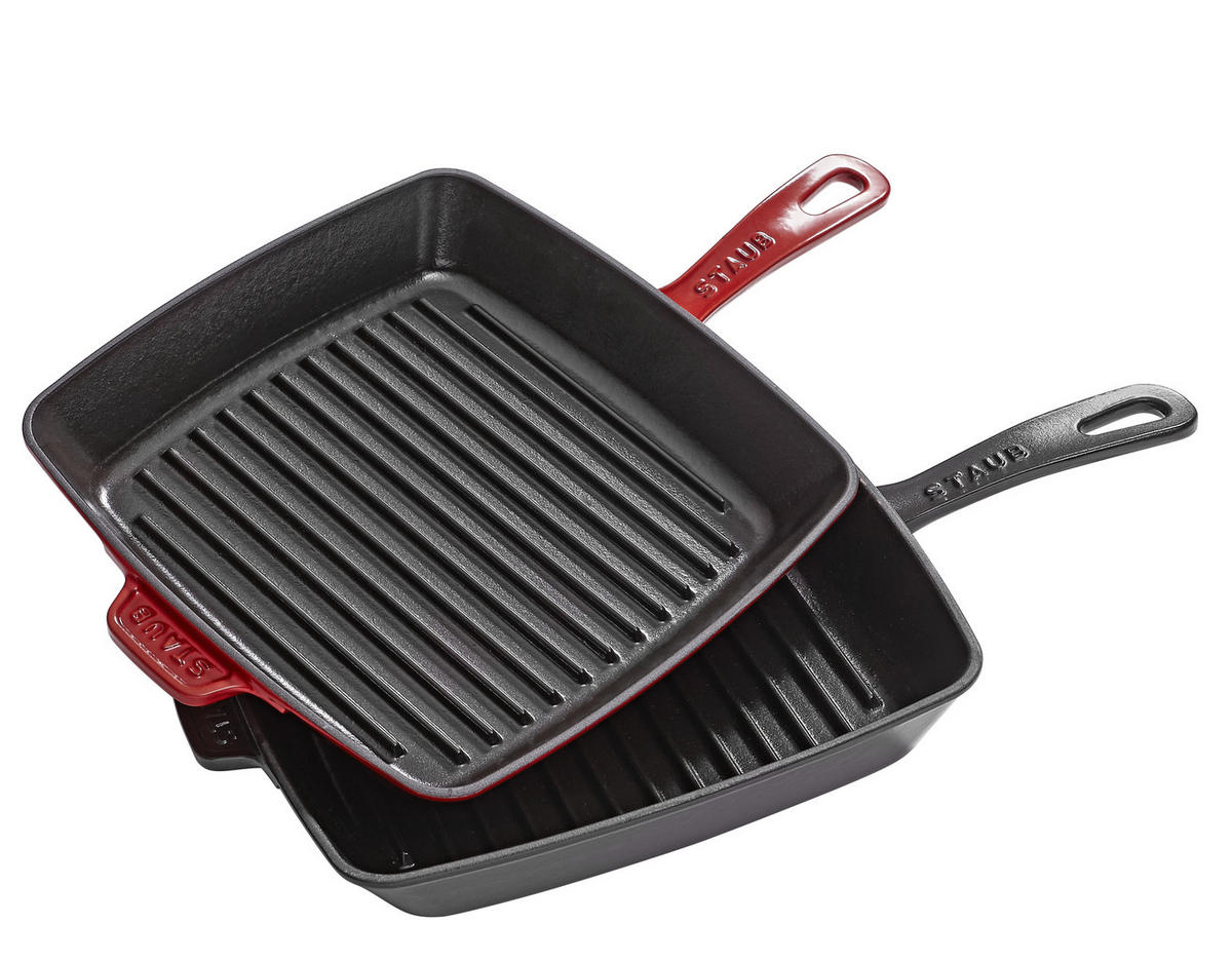GRILLPFANNE American  Grill Emaille  - Schwarz, Basics, Metall (24/24cm) - Staub