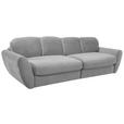 BIGSOFA Flachgewebe Hellgrau  - Hellgrau/Schwarz, MODERN, Kunststoff/Textil (290/96/113cm) - Cantus