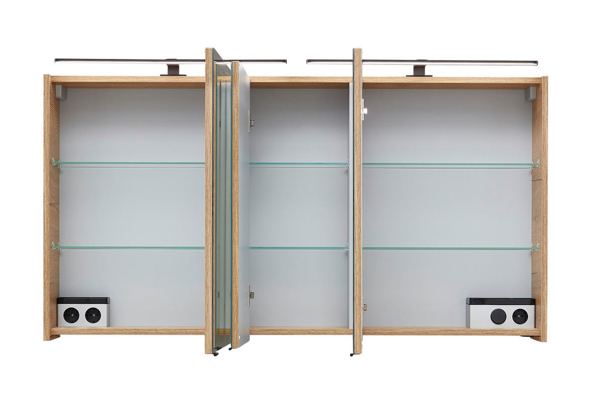 SPIEGELSCHRANK 133,2/70,3/17,5 cm  - Eichefarben, Design, Glas/Holzwerkstoff (133,2/70,3/17,5cm) - Sadena