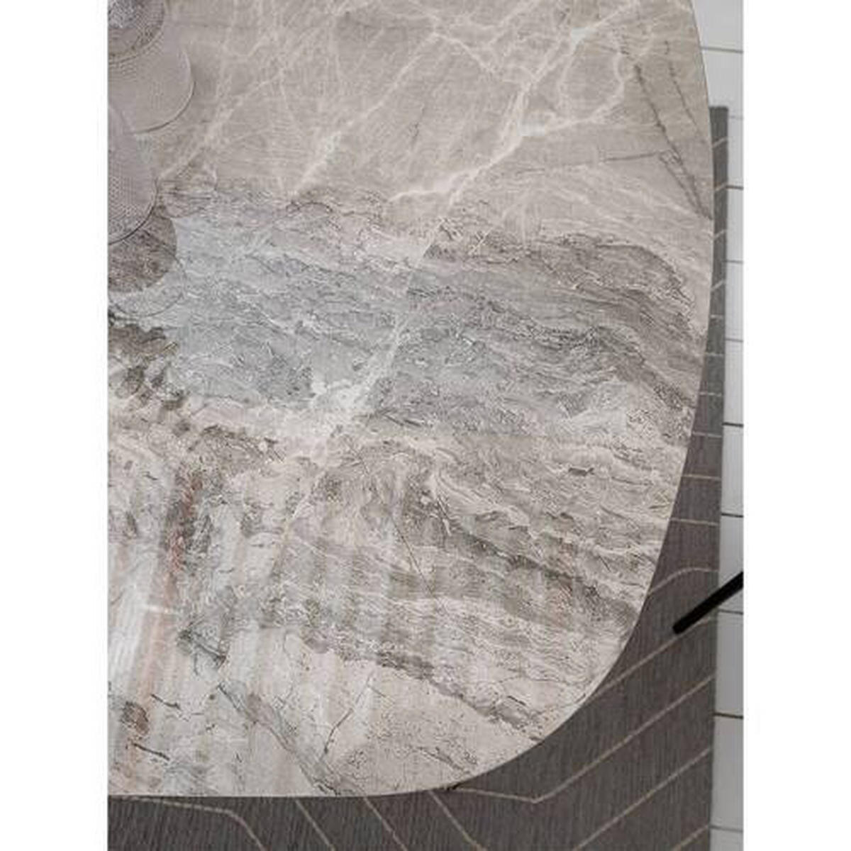 MATBORD i metall, glas, keramik 175/85/75 cm   - svart/grå, Modern, metall/glas (175/85/75cm) - Novel