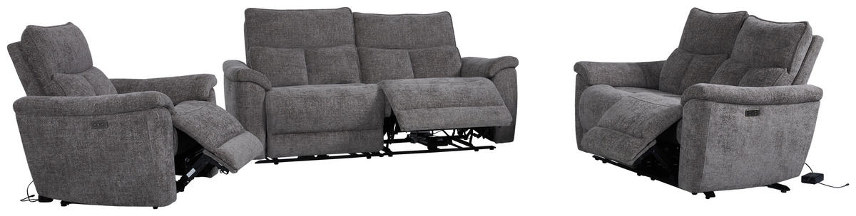 3-SITS SOFFA i vävt tyg grå  - grå, Modern, metall/trä (200/96,5/102cm)