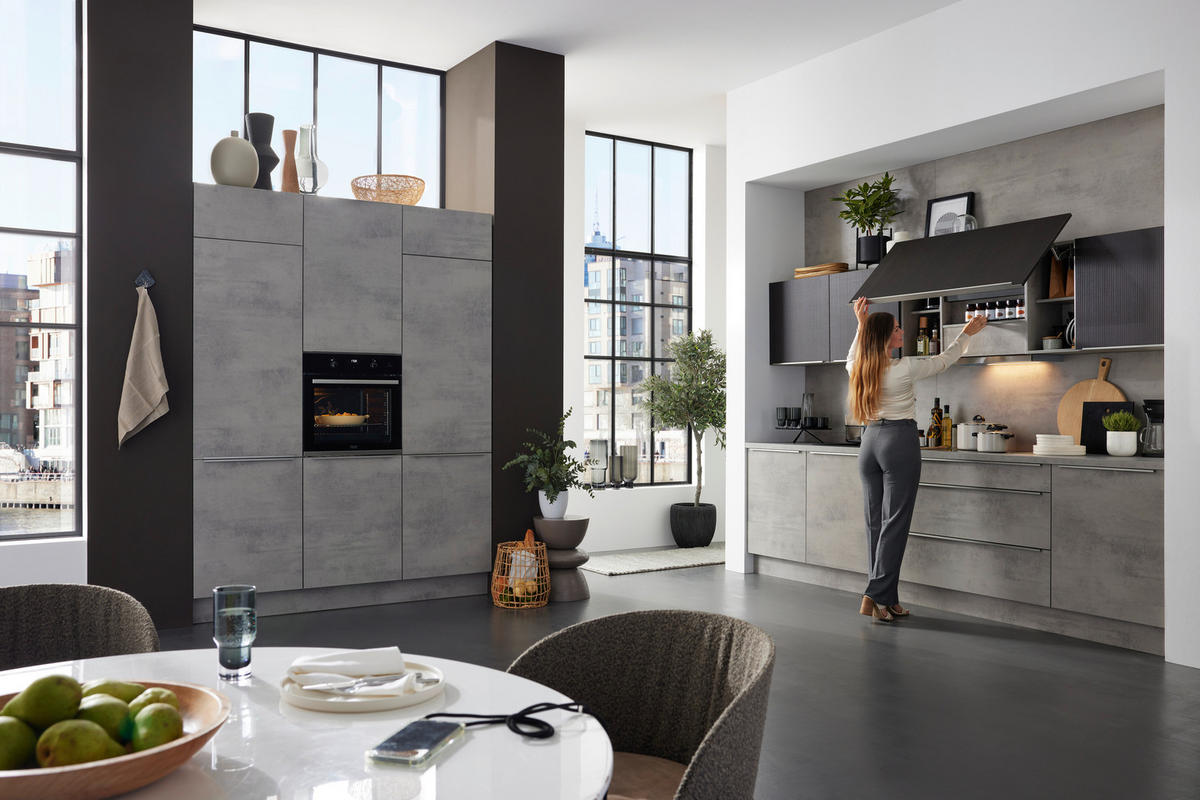 EINBAUKÜCHE STONE  - Grau, Design, Holzwerkstoff - Nolte Küchen