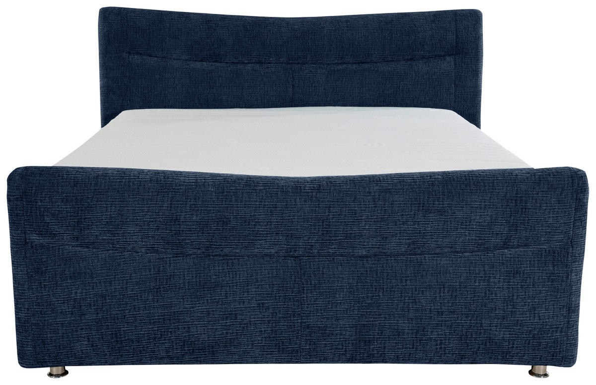 BOXSPRINGBETT 180/200 cm  in Dunkelblau  - Chromfarben/Dunkelblau, KONVENTIONELL, Textil/Metall (180/200cm) - Esposa
