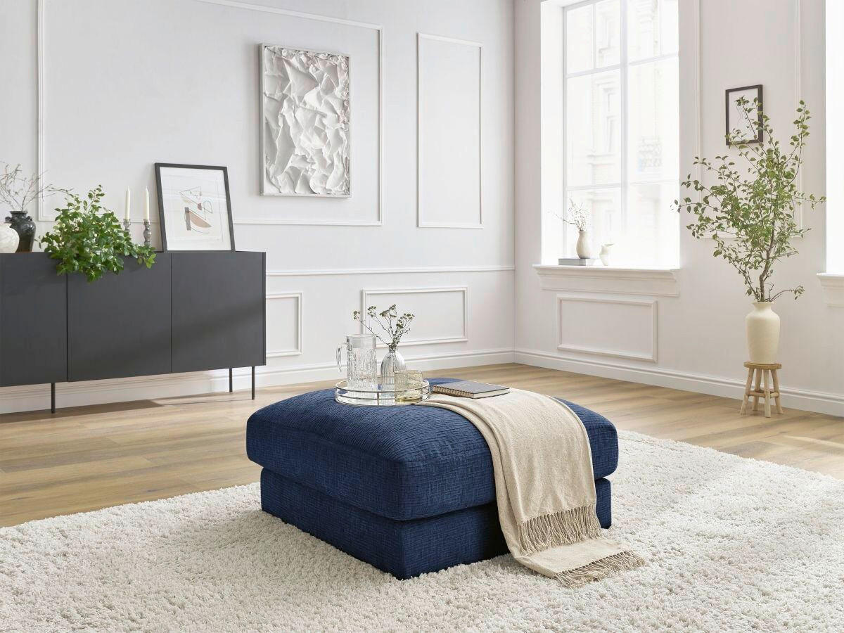 HOCKER LEONARD Struktur Dunkelblau  - Schwarz/Dunkelblau, MODERN, Kunststoff/Textil (86/43/86cm)