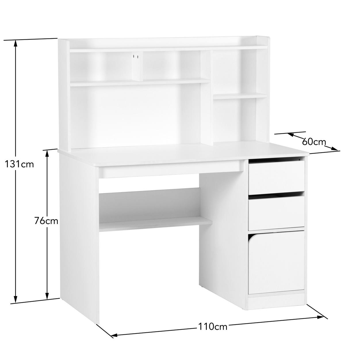 SCHREIBTISCH 110/60/131 cm Weiß  - Weiß, MODERN, Holzwerkstoff (110/60/131cm) - Livetastic