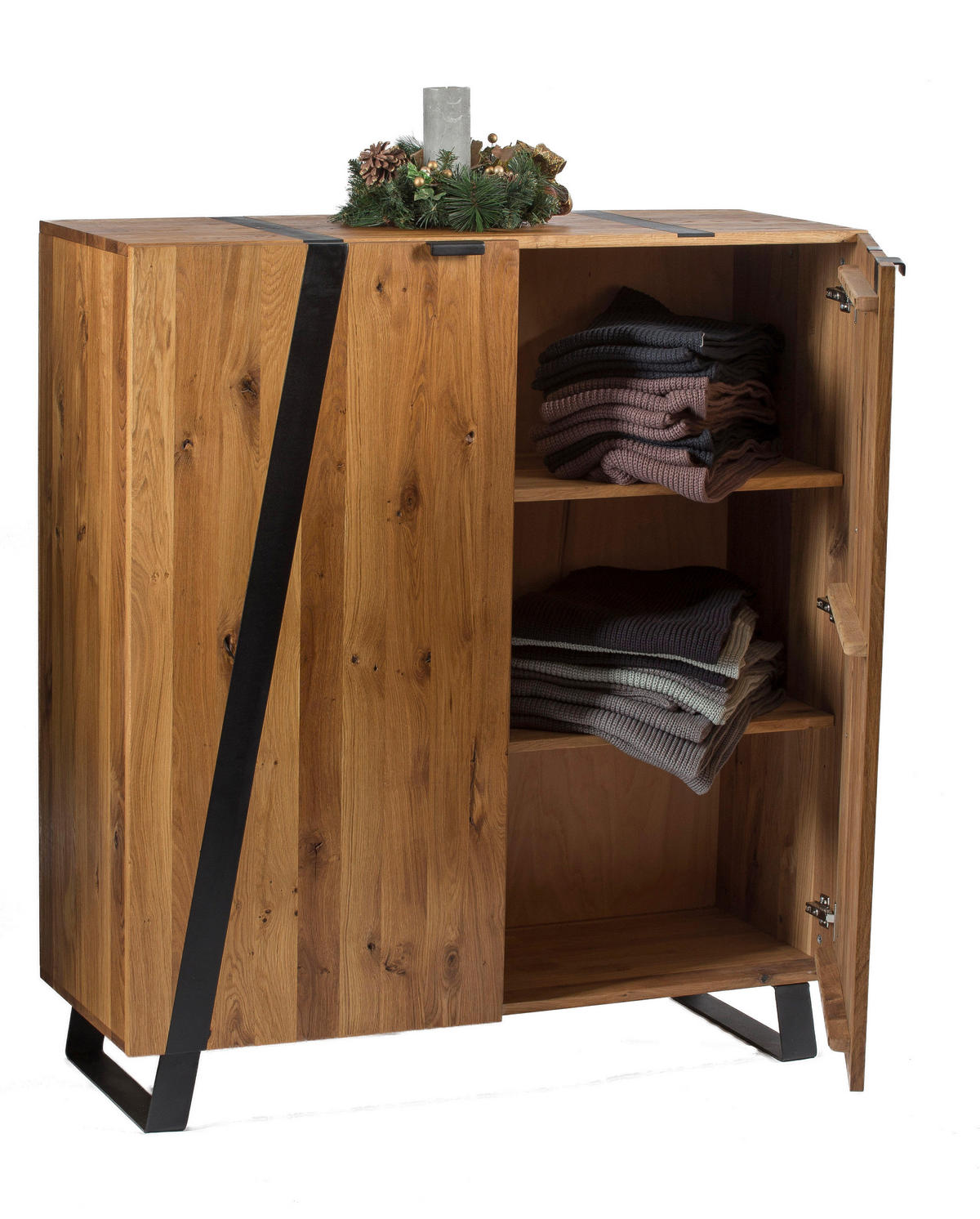 KOMMODE  in 115/126,5/43 cm  - Eichefarben/Schwarz, Trend, Holz/Metall (115/126,5/43cm) - Landscape