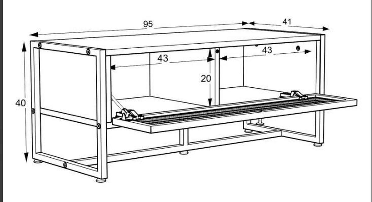 LAVICE S BOTNÍKEM, bílá, 95/40/41 cm - bílá, Moderní, kov/dřevo (95/40/41cm) - P & B