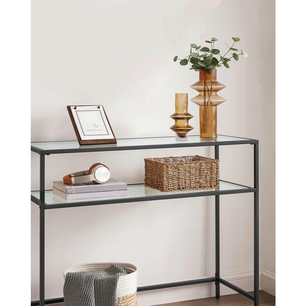 Thumbnail - Boxxx Konsolentisch, Schwarz, Metall, Glas, rechteckig, eckig, 35x80x100 cm, einfacher Aufbau, Wohnzimmer, Wohnzimmertis...