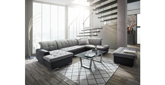 HOCKER Hellgrau, Dunkelgrau - Dunkelgrau/Silberfarben, Design, Textil/Metall (138/45/74cm) - Cantus