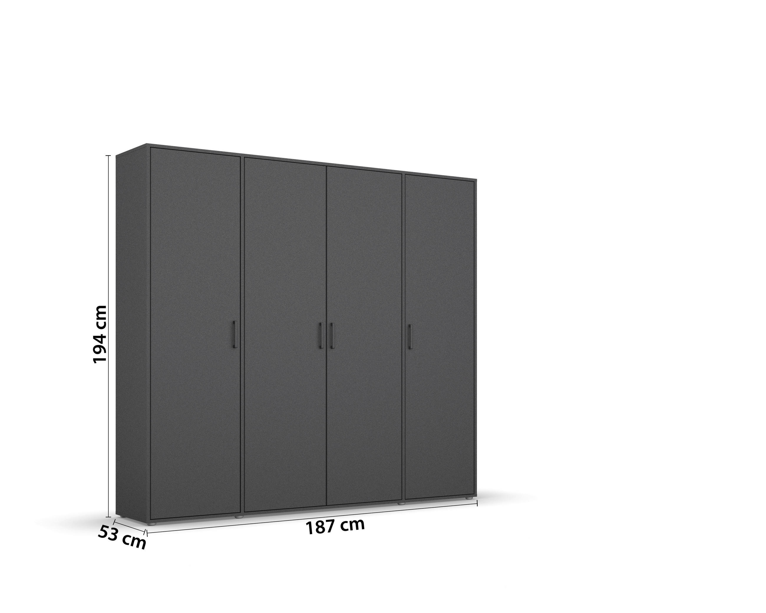 DREHTÜRENSCHRANK in Grau  - Grau, Modern, Holzwerkstoff/Kunststoff (187/194/53cm) - Rauch Möbel