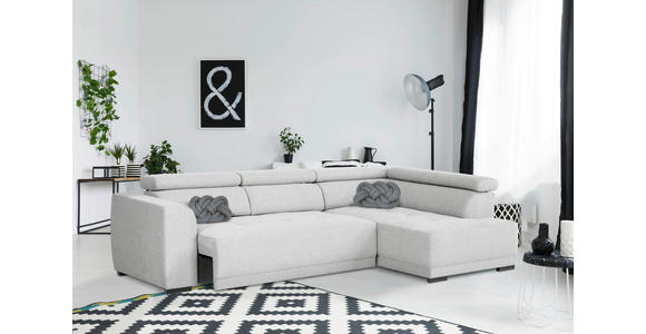 ECKSOFA Silberfarben Struktur - Silberfarben/Schwarz, Design, Kunststoff/Textil (284/205cm) - Xora