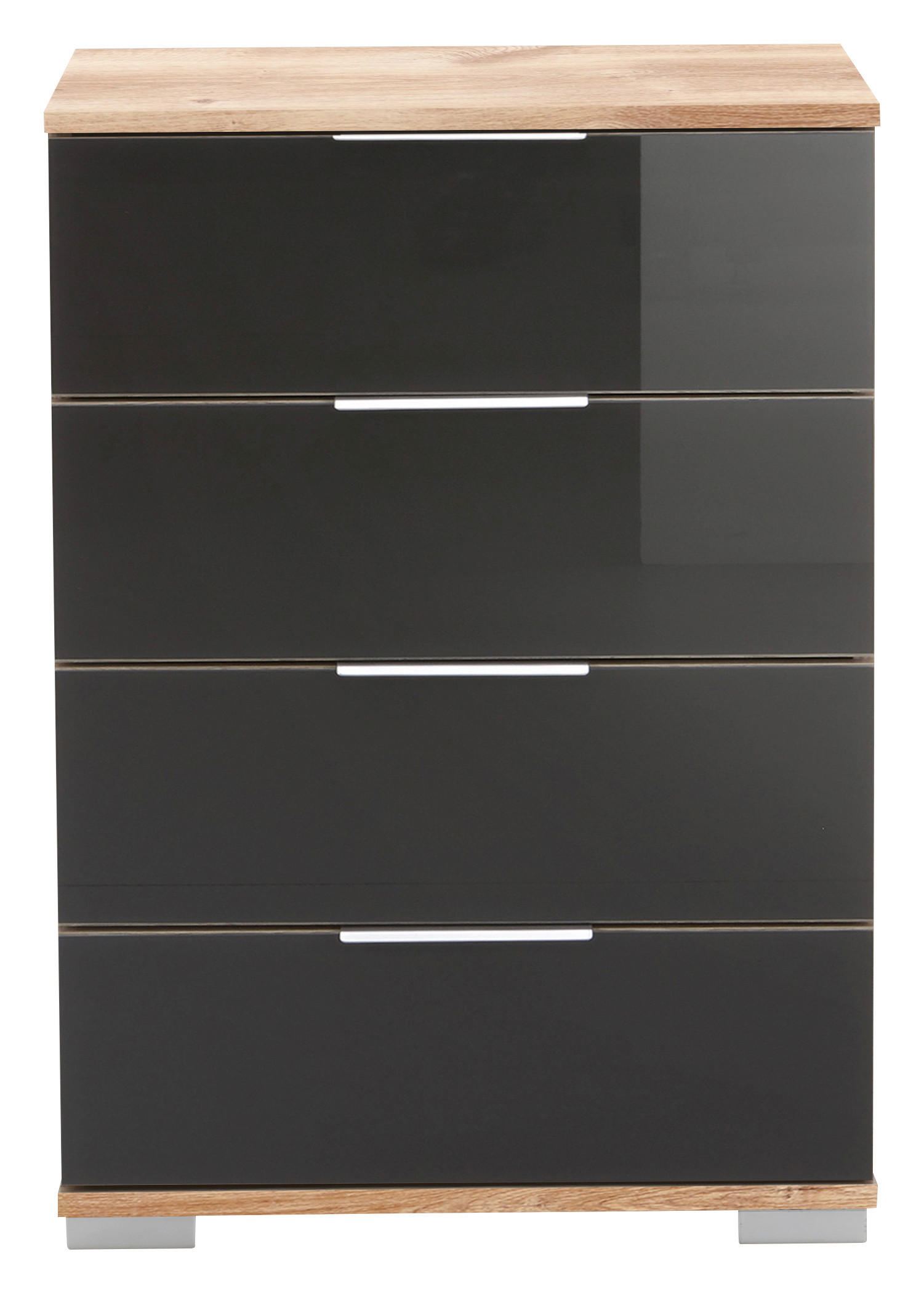 NOČNA OMARICA, siva, barve hrasta  - siva/barve hrasta, Design, kovina/umetna masa (52/74/38cm) - Carryhome