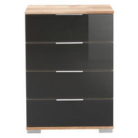 NOČNA OMARICA, siva, barve hrasta  - siva/barve hrasta, Design, kovina/umetna masa (52/74/38cm) - Carryhome