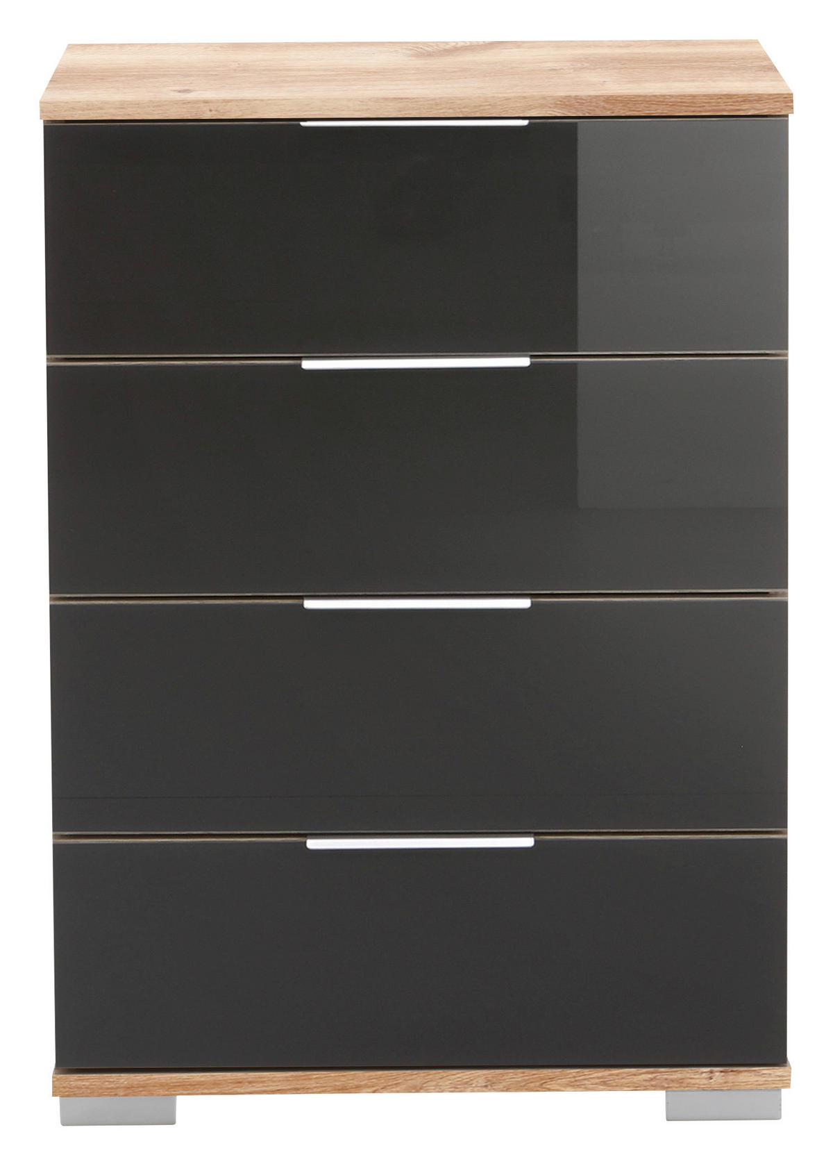 NOČNA OMARICA, siva, barve hrasta  - siva/barve hrasta, Design, kovina/umetna masa (52/74/38cm) - Carryhome