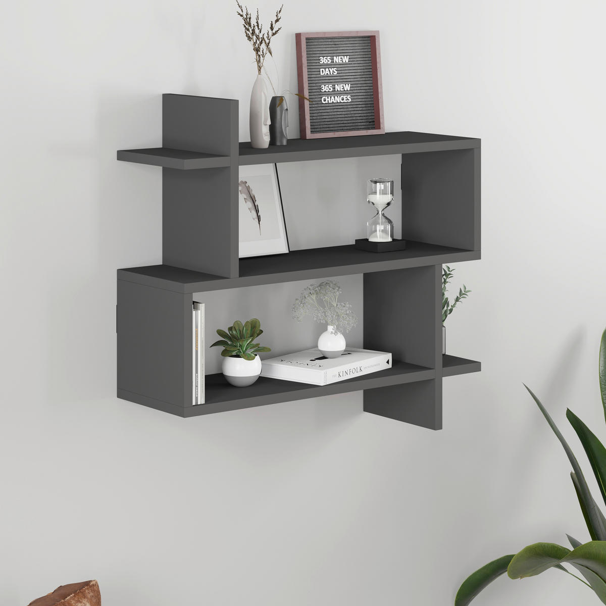 WANDBOARD in 70/65/22 cm Anthrazit  - Anthrazit, Design, Holzwerkstoff (70/65/22cm) - Livetastic