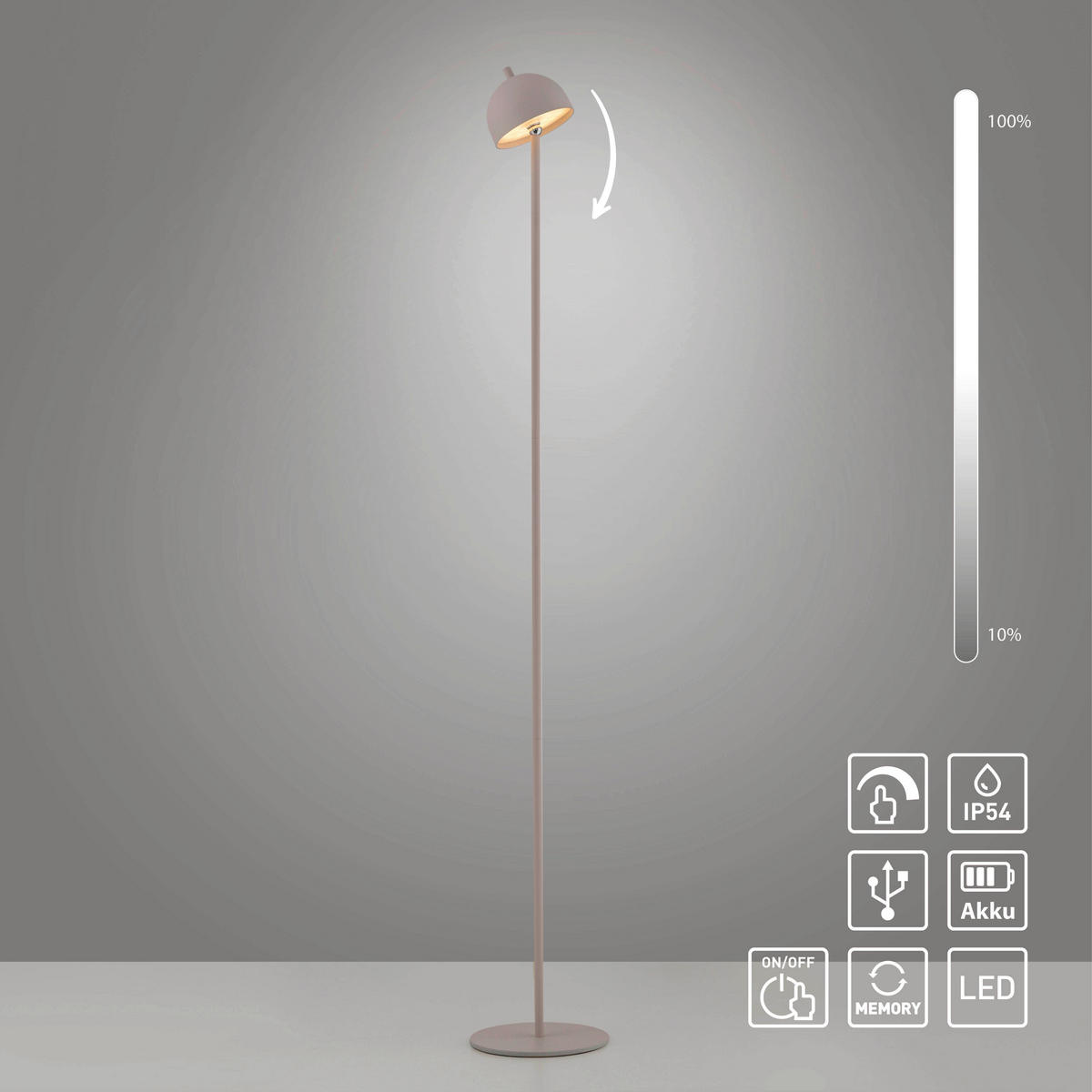 AKKU-STEHLEUCHTE 18/18/126 cm    - Sandfarben, Design, Kunststoff/Metall (18/18/126cm) - Schöner Wohnen