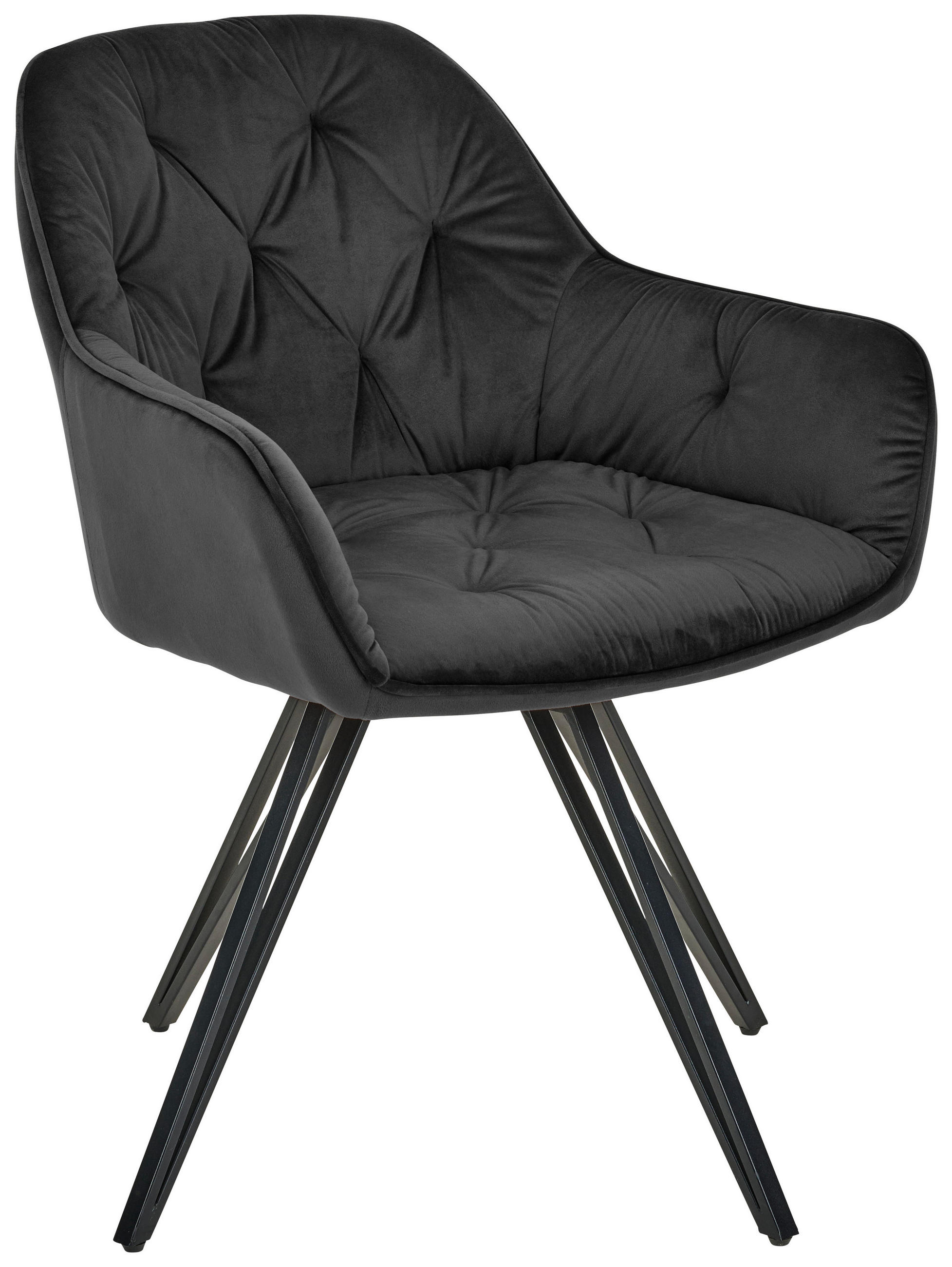 ARMLEHNSTUHL  in Eisen Samt  - Schwarz, LIFESTYLE, Holz/Textil (61/82/62cm) - Livetastic