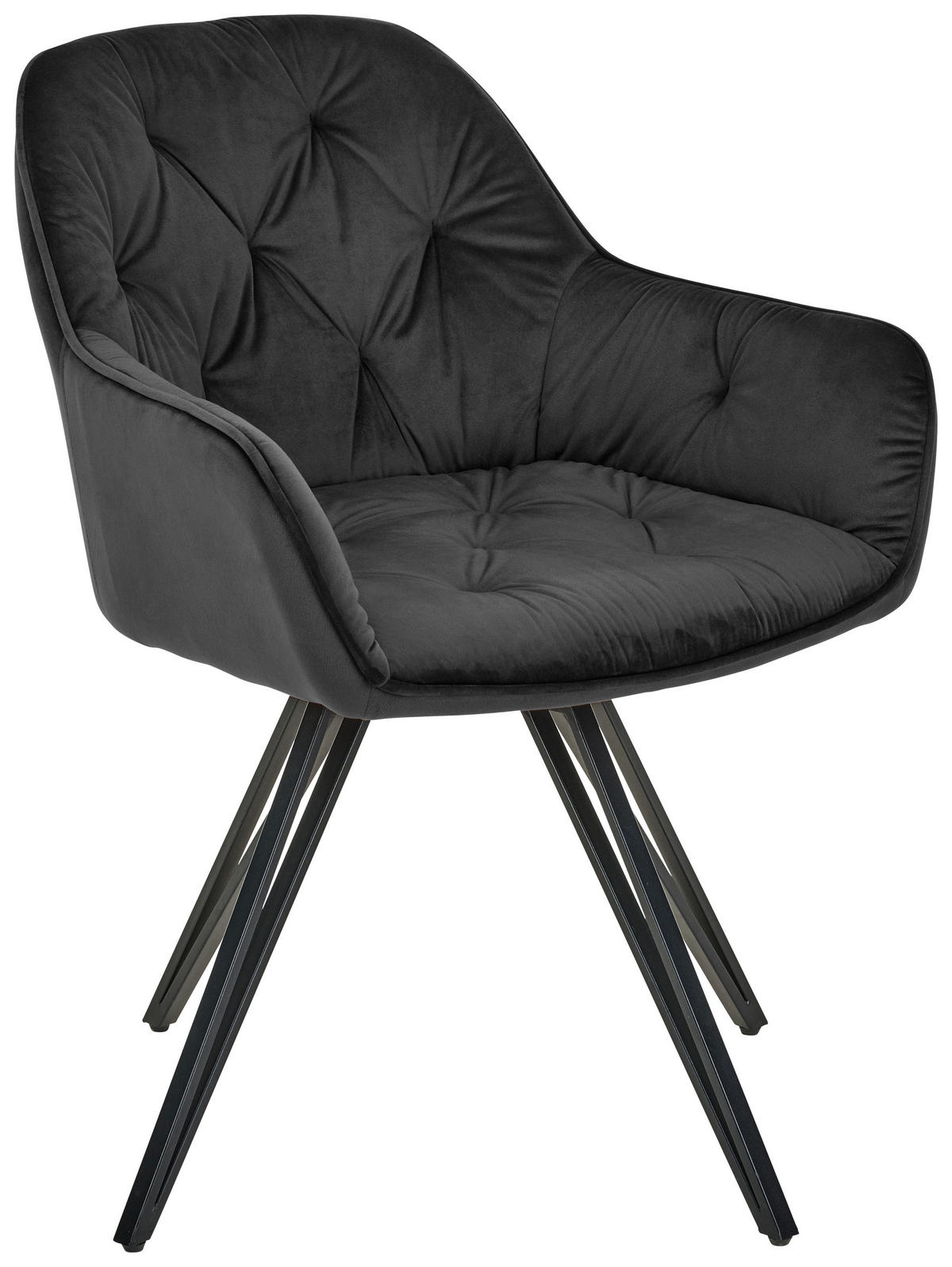 ARMLEHNSTUHL  in Eisen Samt  - Schwarz, LIFESTYLE, Holz/Textil (61/82/62cm) - Livetastic