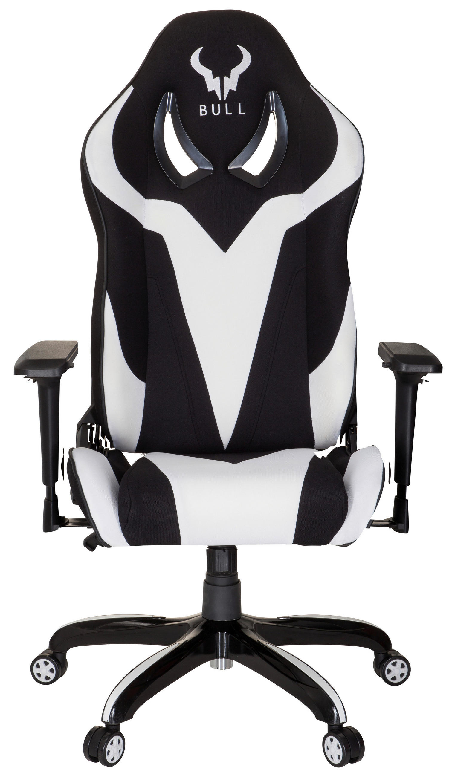 GAMINGSTUHL Schwarz, Weiß Textil   - Schwarz/Weiß, MODERN, Kunststoff/Textil (74/133/67cm) - MID.YOU