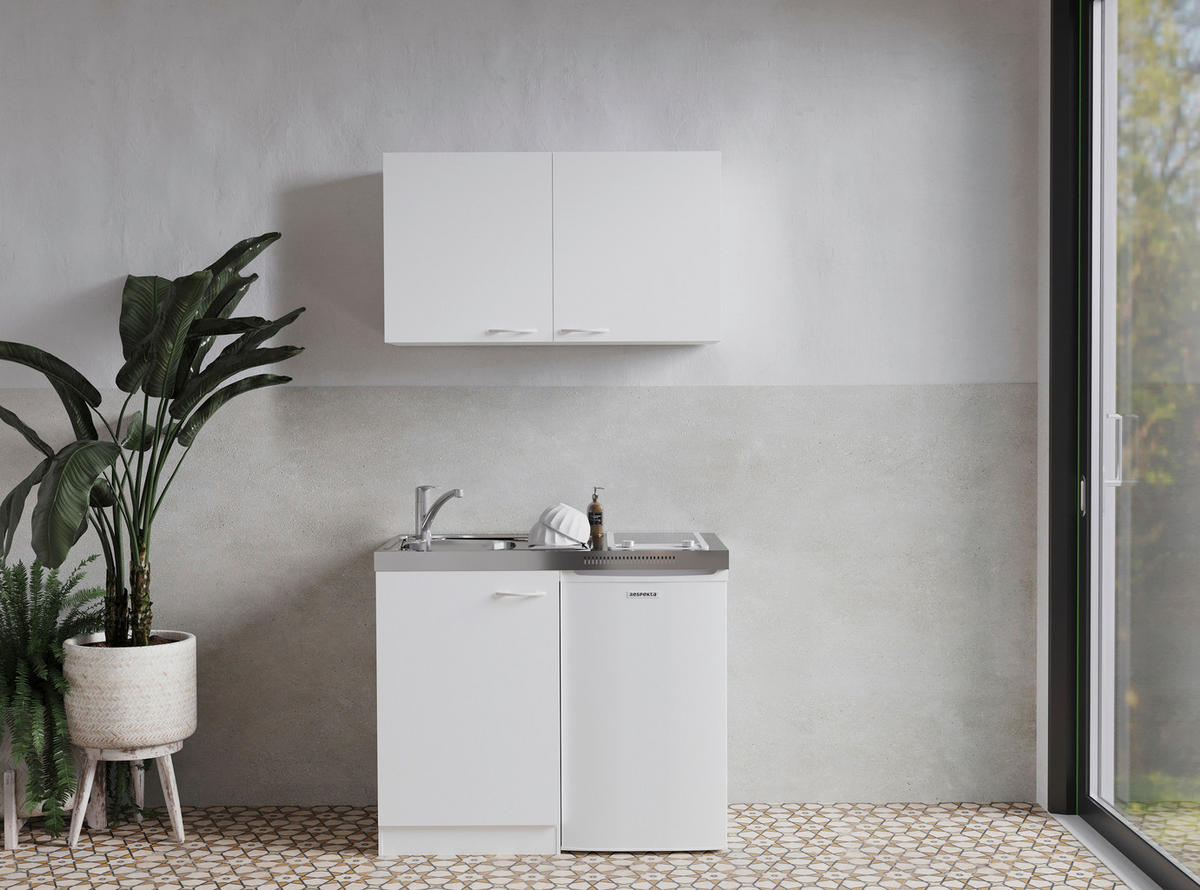MINIKÜCHE 100 cm   in Weiss  - Weiss, Modern, Holzwerkstoff/Kunststoff (100cm) - Respekta