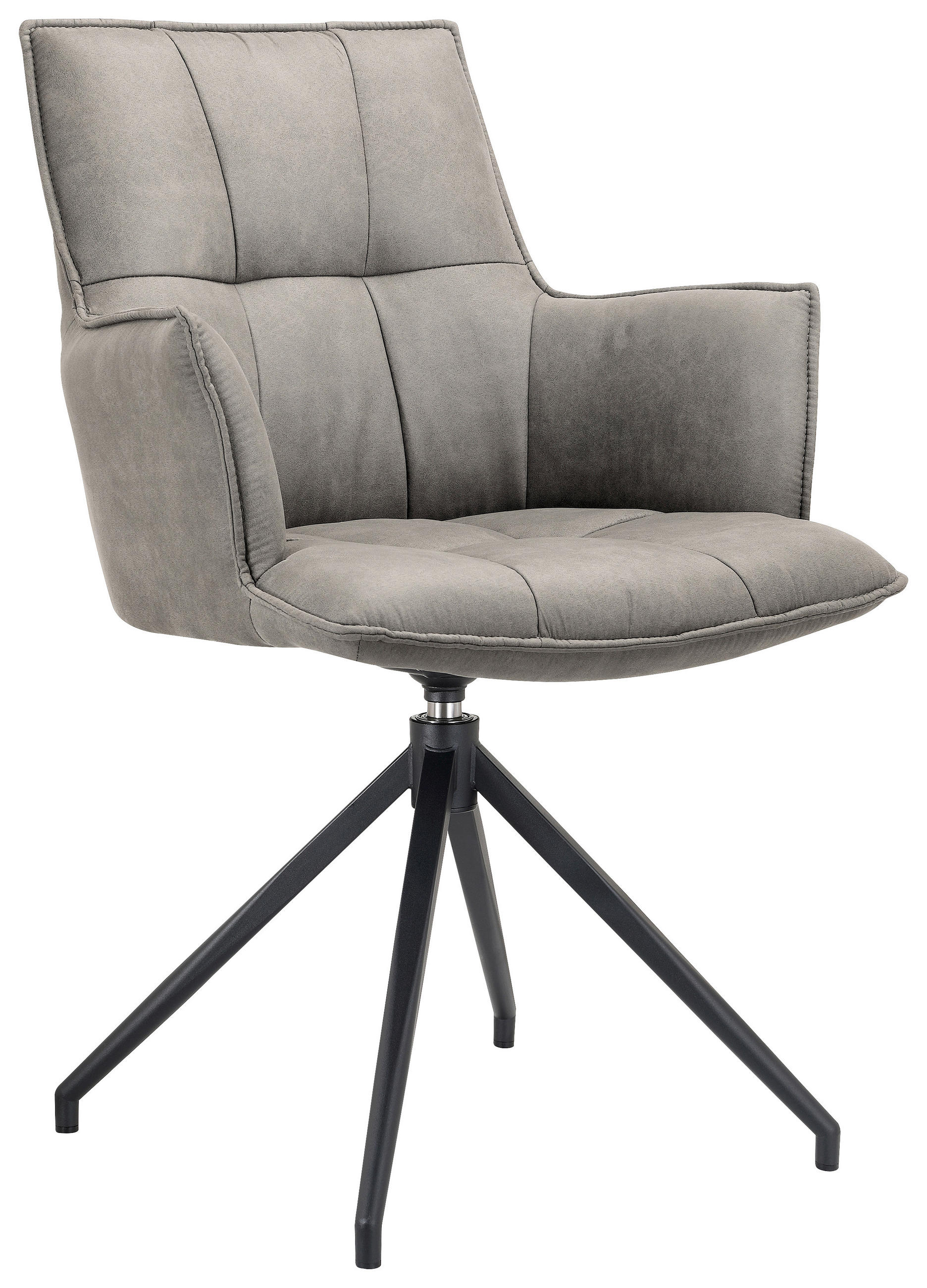 ARMLEHNSTUHL  Typenauswahl, Sitzfläche 360° drehbar, automatische Rückholfunktion Mikrofaser  - Schwarz/Grau, Design, Textil/Metall (59/89,5/63cm) - Novel