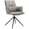 ARMLEHNSTUHL  Typenauswahl, Sitzfläche 360° drehbar, automatische Rückholfunktion Mikrofaser  - Schwarz/Grau, Design, Textil/Metall (59/89,5/63cm) - Novel