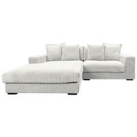 ECKSOFA in Cord Weiß  195/285 cm  - Schwarz/Weiß, Design, Kunststoff/Textil (195/285cm) - MID.YOU
