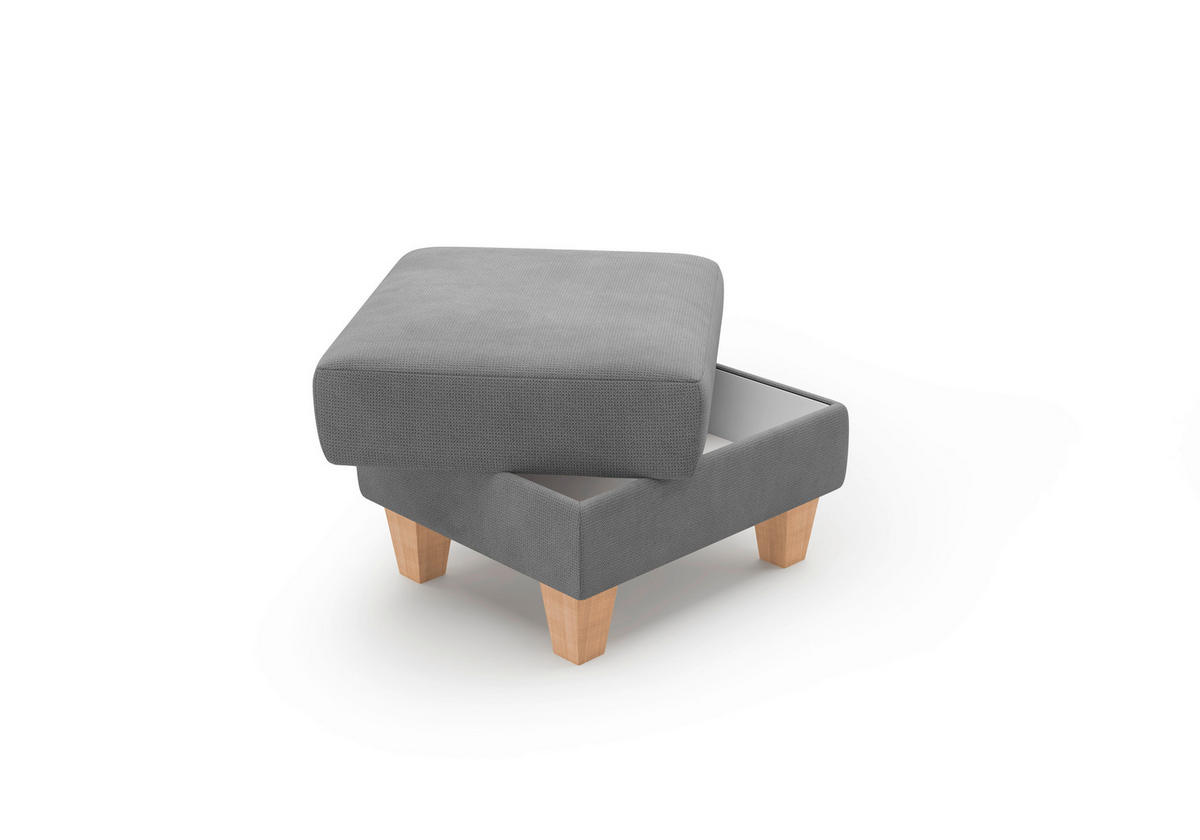 HOCKER in Textil Grau  - Eichefarben/Grau, KONVENTIONELL, Holz/Textil (58/48/58cm) - Sit & More