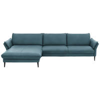 ECKSOFA inkl. Funktion Blau Echtleder  - Blau/Schwarz, Design, Leder/Metall (172/334cm) - Hukla