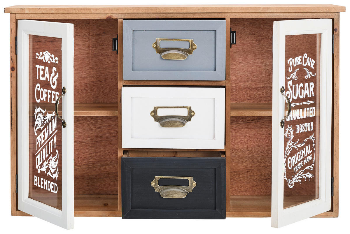 HÄNGEVITRINE in massiv Tanne Multicolor, Naturfarben  - Goldfarben/Multicolor, LIFESTYLE, Holz/Metall (69,5/43/19cm) - Landscape