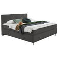 BOXSPRINGBETT 140/200 cm  in Anthrazit  - Chromfarben/Anthrazit, KONVENTIONELL, Kunststoff/Textil (140/200cm) - Hom`in