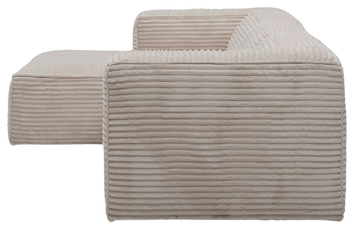 ECKSOFA in Cord Creme  - Creme/Schwarz, Design, Kunststoff/Textil (163/332cm) - Livetastic