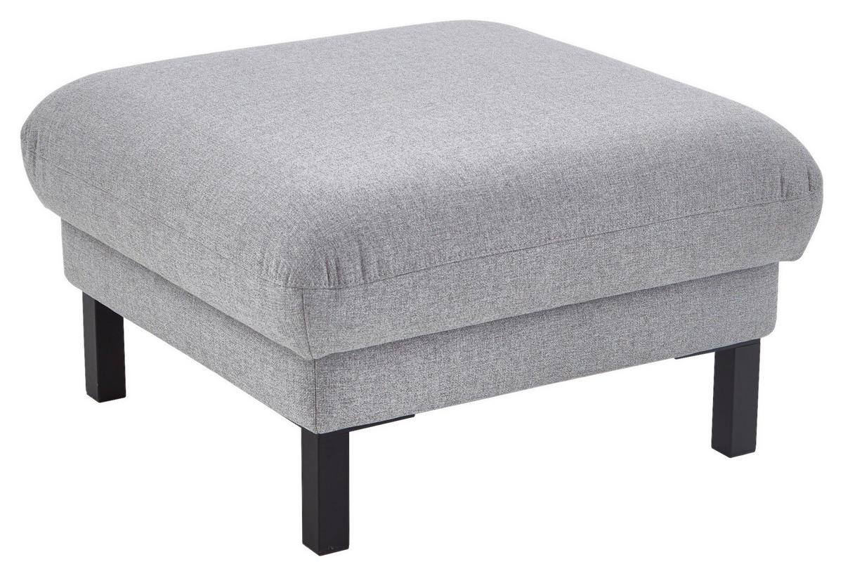 HOCKER in Textil Hellgrau  - Hellgrau/Schwarz, Design, Textil/Metall (74/46/74cm) - Pure Home Comfort