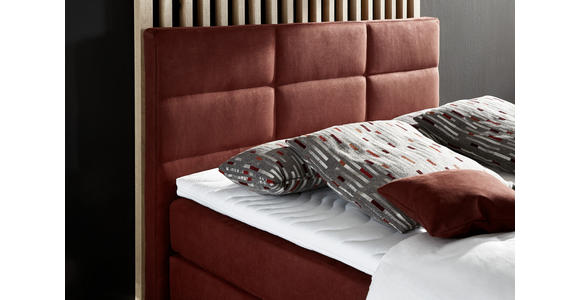 BOXSPRINGBETT 140/200 cm  in Rotbraun  - Rotbraun/Alufarben, KONVENTIONELL, Textil/Metall (140/200cm) - Dieter Knoll