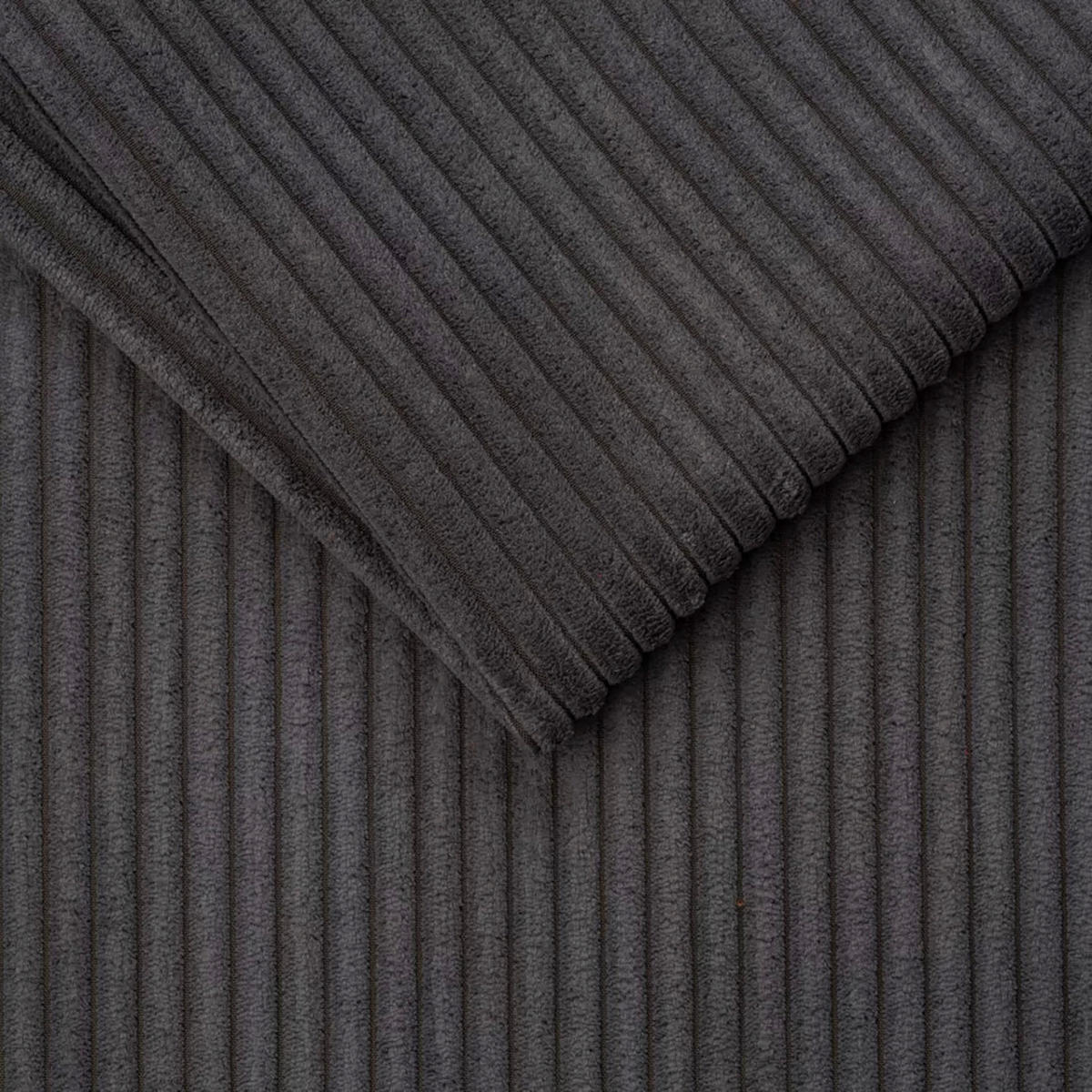 ECKSOFA in Cord Dunkelgrau  - Dunkelgrau/Silberfarben, Design, Textil/Metall (226/257cm) - Xora