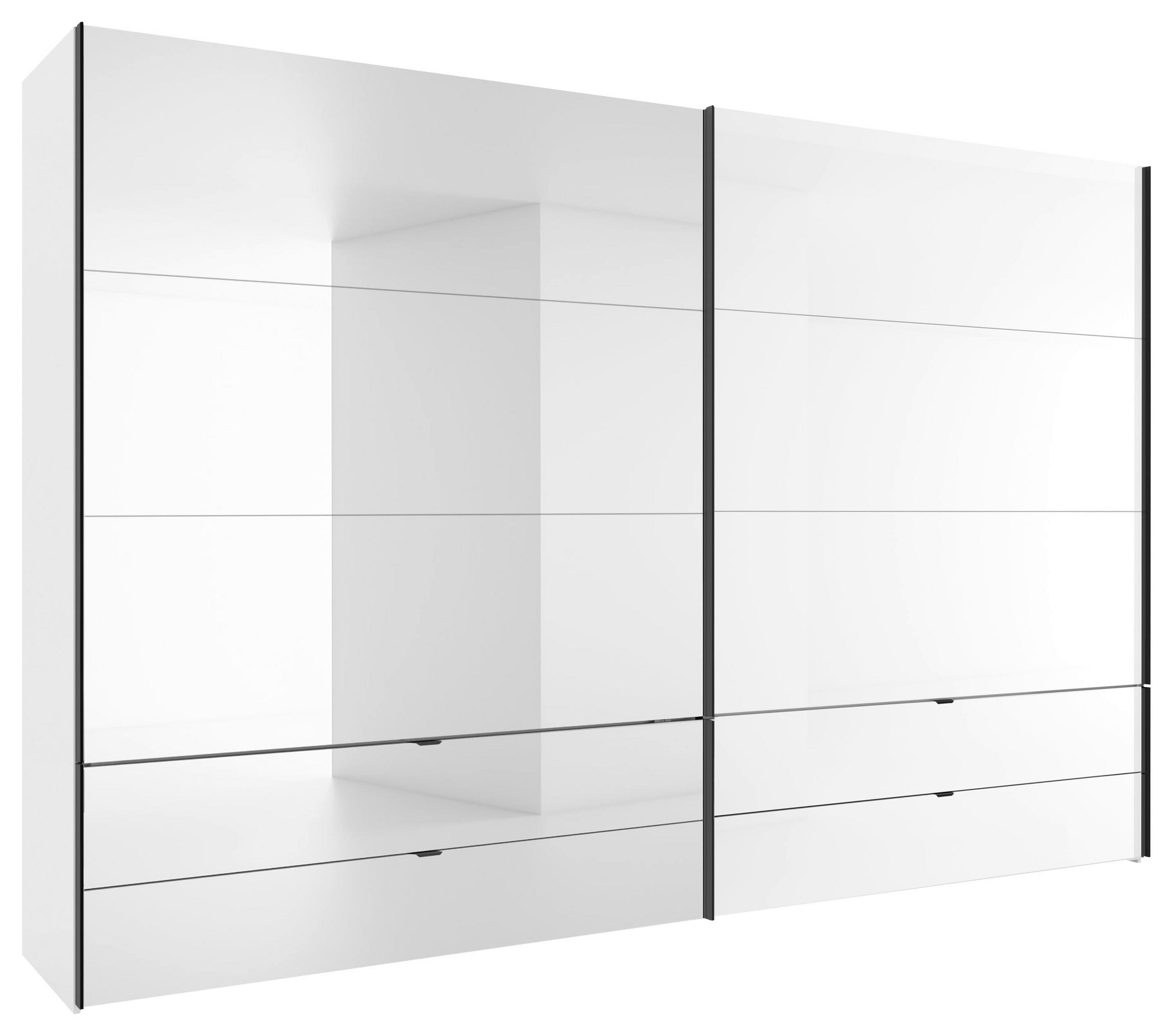 SCHWEBETÜRENSCHRANK 252/222/68 cm 2-türig Weiß  - Schwarz/Weiß, Design, Glas/Holzwerkstoff (252/222/68cm) - Dieter Knoll