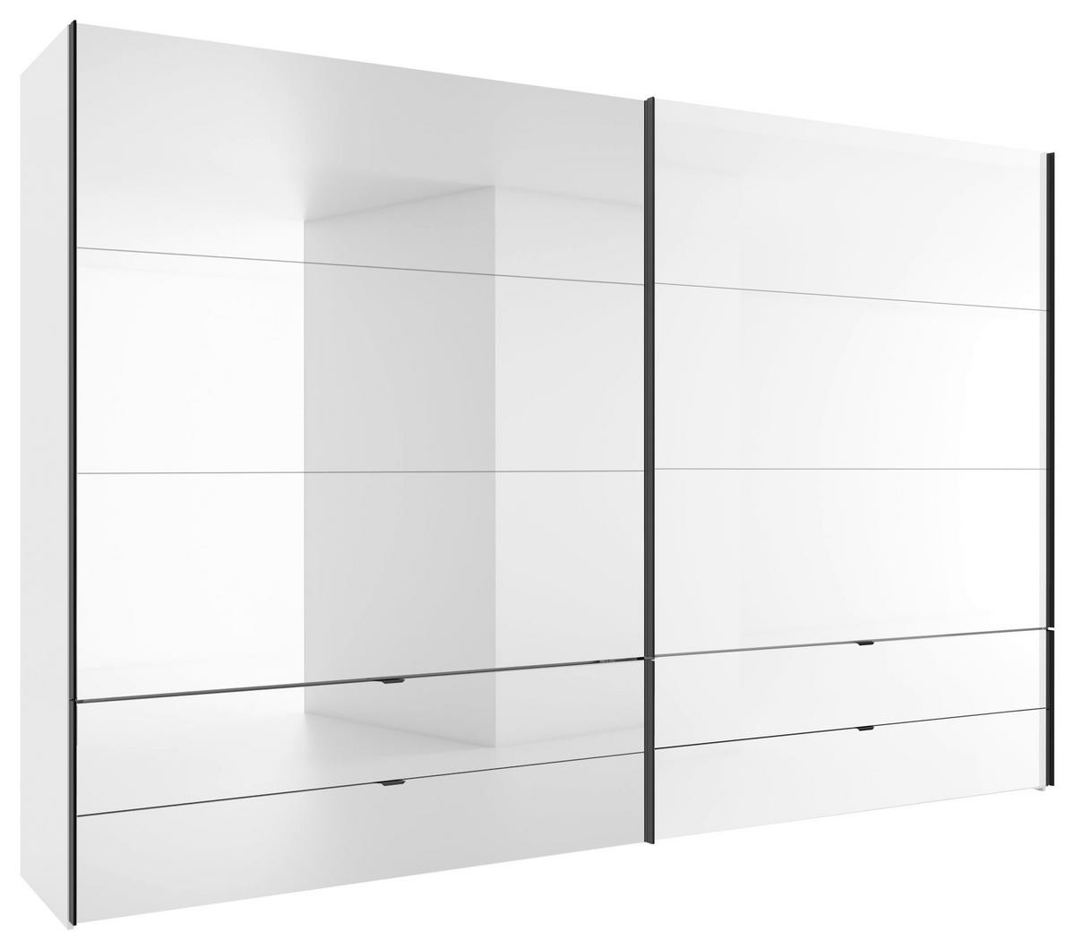 SCHWEBETÜRENSCHRANK 252/222/68 cm 2-türig Weiß  - Schwarz/Weiß, Design, Glas/Holzwerkstoff (252/222/68cm) - Dieter Knoll